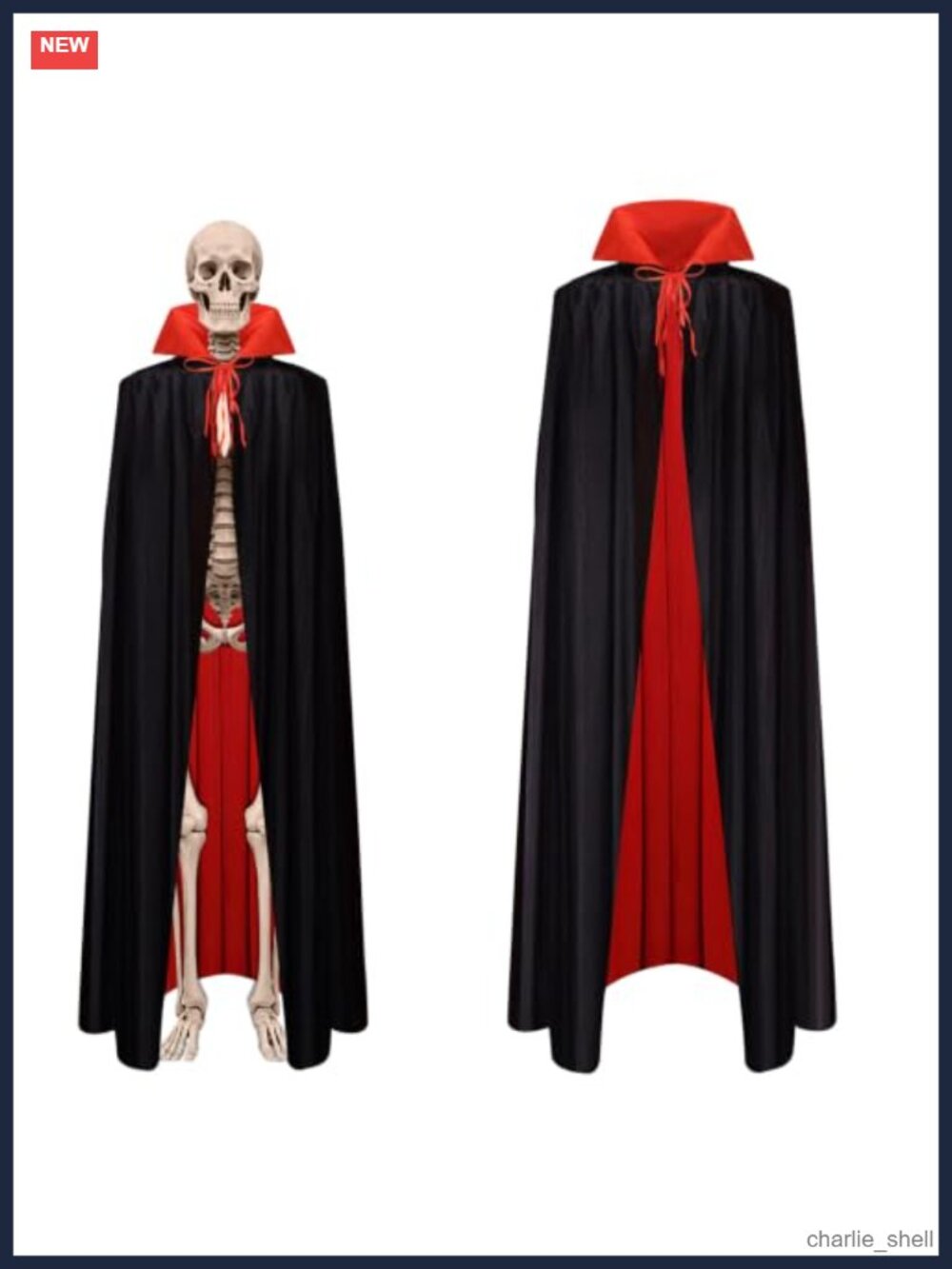 12 ft Skeleton Reversible Vampire Cloak Outfit Halloween